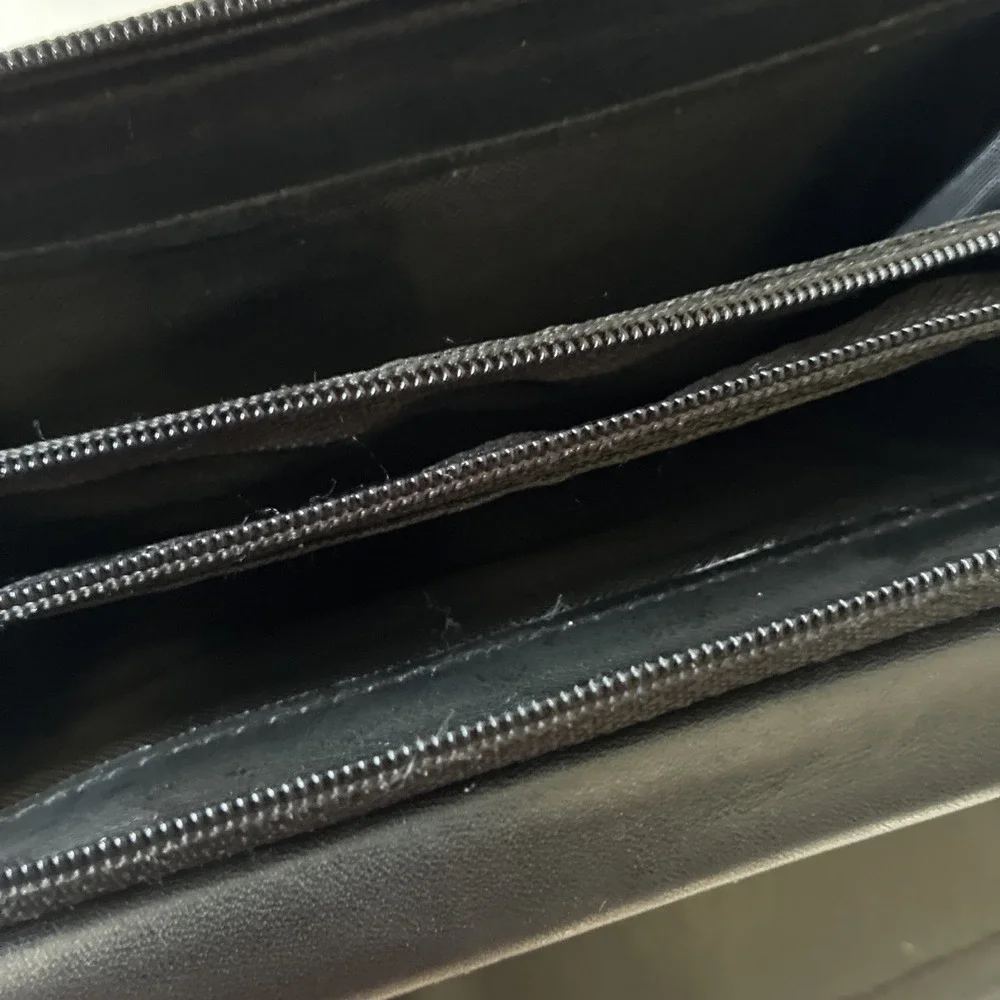 Rolfs Cowhide Black Leather Wallet Clutch Organizer Vintage Change Zipper